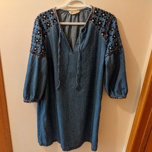 COPY - Madewell Embroidered Denim Tealeaf Dress  - L